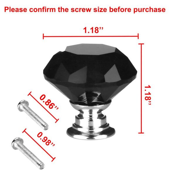 Diamond Shape 1.18" Cabinet Drawer Knob Pull Handle with Screw 10pcs Black - Picture 2 of 6
